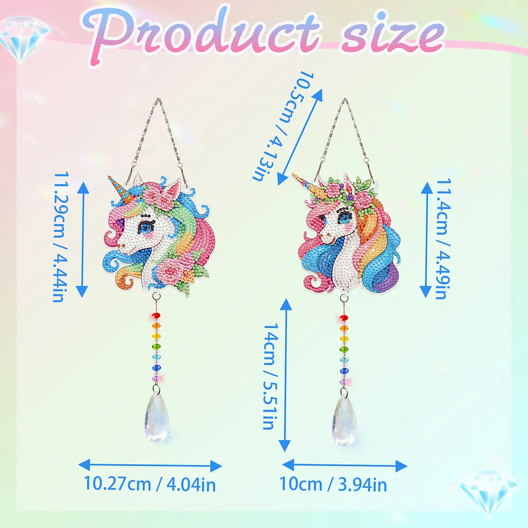 2Pcs Flying Horse DIY Double-Sided Diamond Painting Hanging Kits Diamond Painting Suncatcher Craft Kit for Home Garden Wall Decor Gift