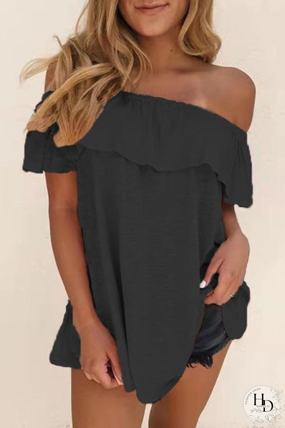 Casual Solid Off the Shoulder T-Shirts(7 Colors)