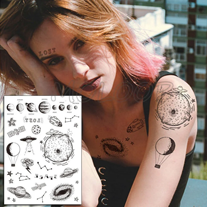 Temporary Tattoo Stickers Rudder Anchor Ocean Waves Fake Tatto Waterproof Tatoo Back Leg Arm Belly Big Size for Women Men Girl