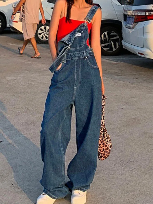 Brownm Vintage Washed Boyfriend Denim Overall