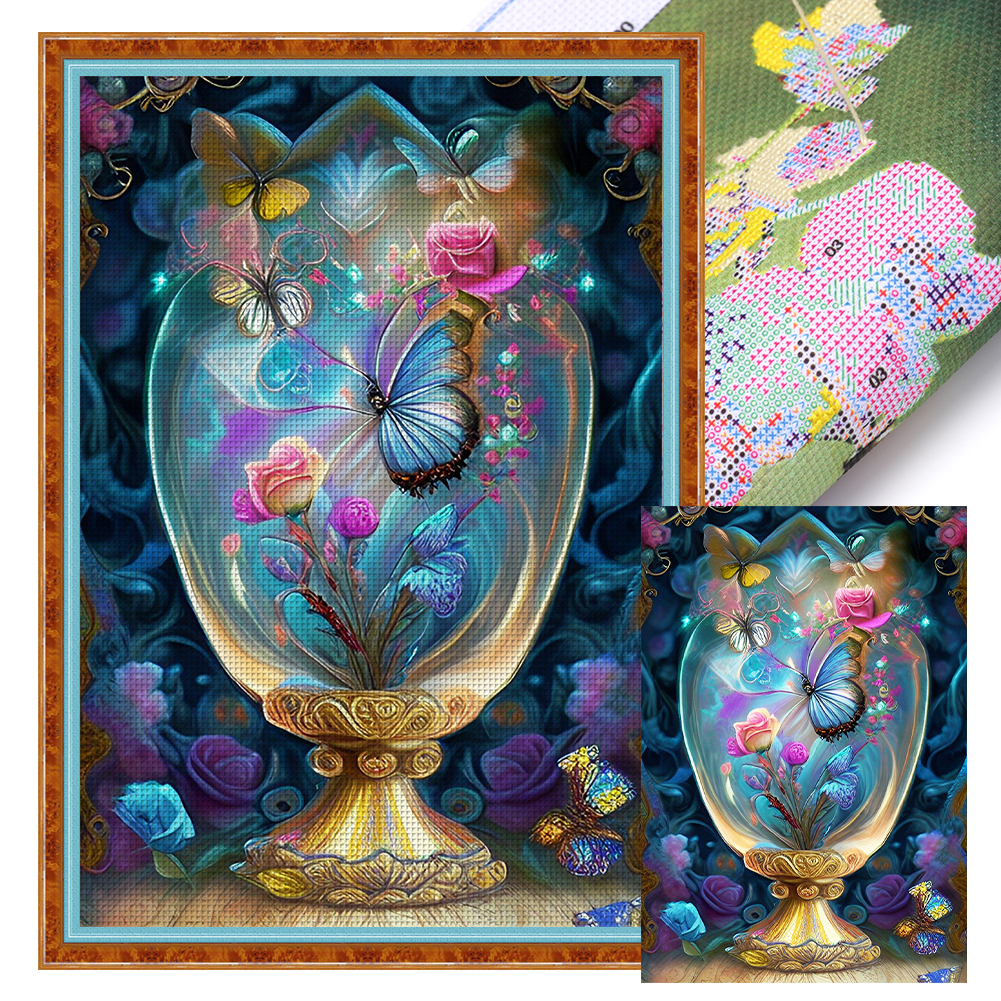 Fantasy Butterfly Vase 11CT (45*65CM) Stamped Cross Stitch gbfke