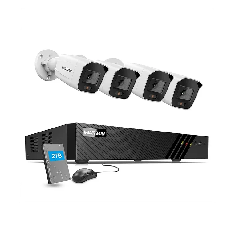 4MP Full Color Night Vision PoE Security System HD NVR Kit 4 Cameras 8 Channel