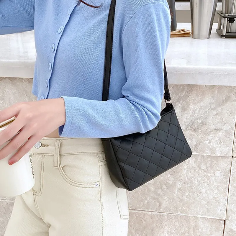 Fashion Lingge Women's Bag New PU Leather Underarm Shoulder Bag Female Luxury Design Handbags for Women 2022 Hot