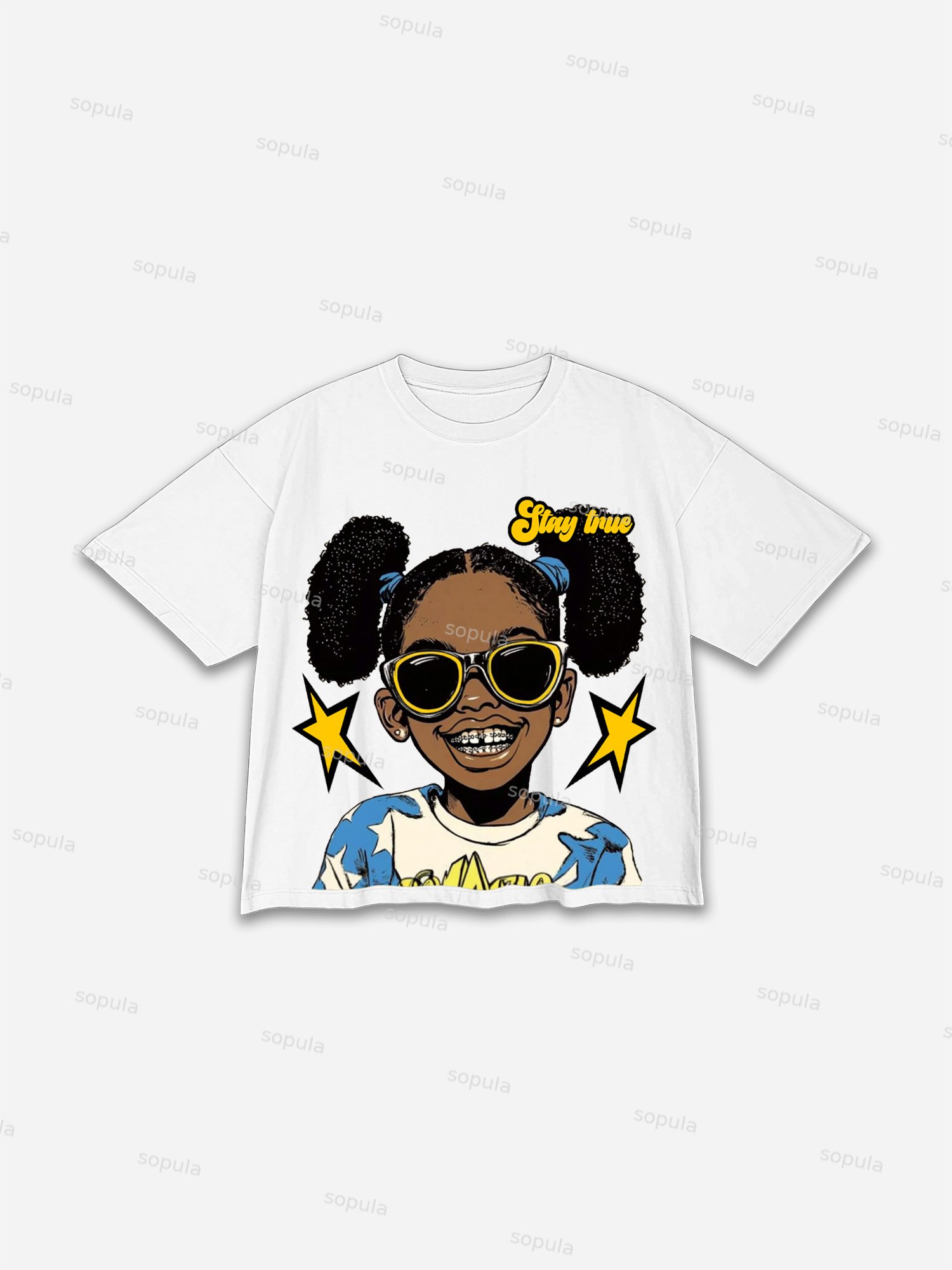 Keeping It Real Street Negro Cartoon Girl Graphic Cropped T-shirt - SOPULA