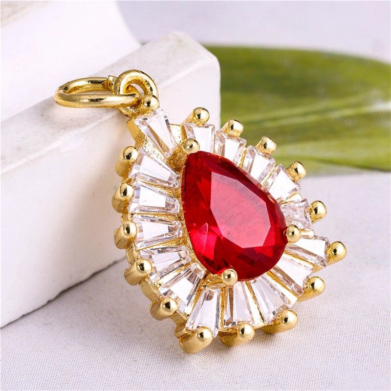 1 Piece Copper Zircon Water Droplets Pendant Jewelry Accessories