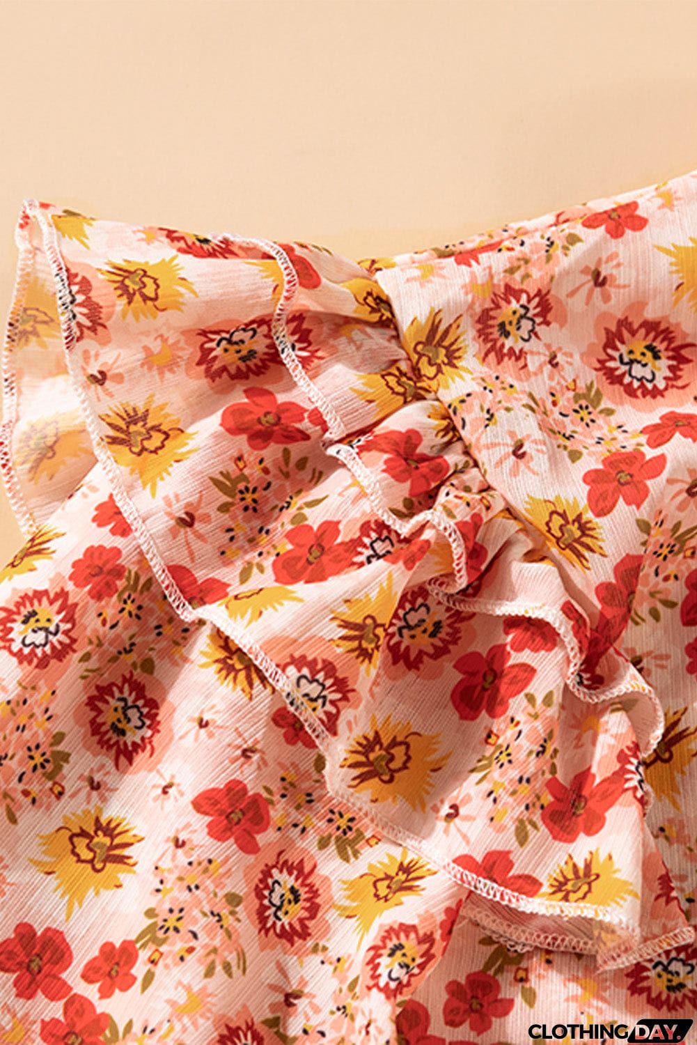 Orange Floral Peplum Blouse