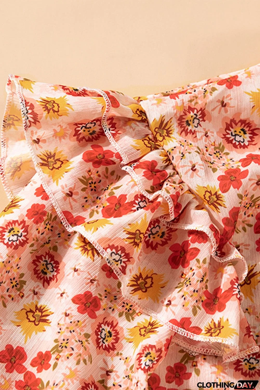 Orange Floral Peplum Blouse