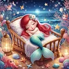 Sleeping Princess Ariel - 18CT Stamped Cross Stitch - 30*30cm - Disney