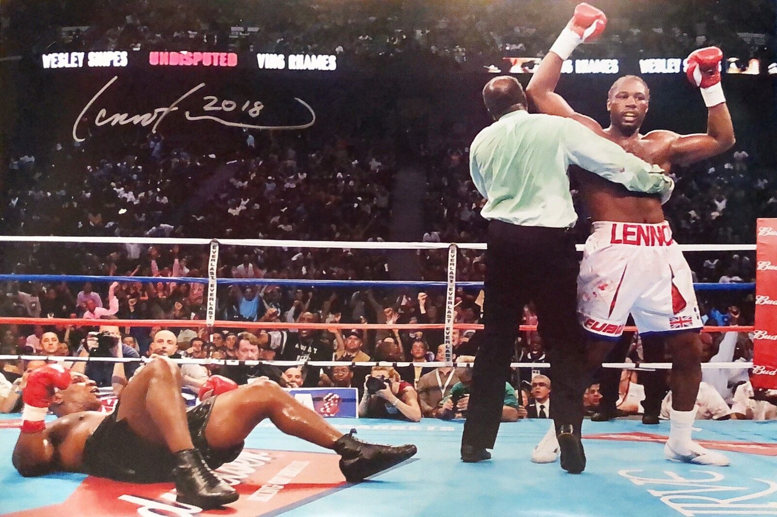 LENNOX LEWIS SIGNED 20 x14