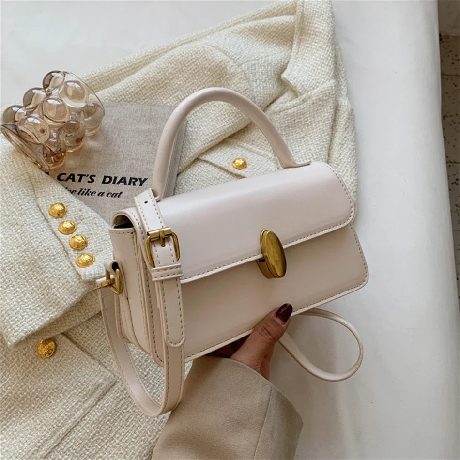 Simple Small Flap Bag 2022 PU Leather Crossbody Sling Bags Short Handle Woman Shopper Handbags and Purses Brand Shoulder Bolsas