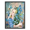 Oil Painting Girl - 11CT Stamped Cross Stitch - 40*55cm