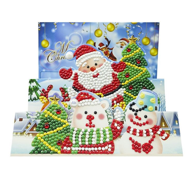 Santa Claus 5D DIY Special Shape Part Drill Diamond Greeting Card (HK201)