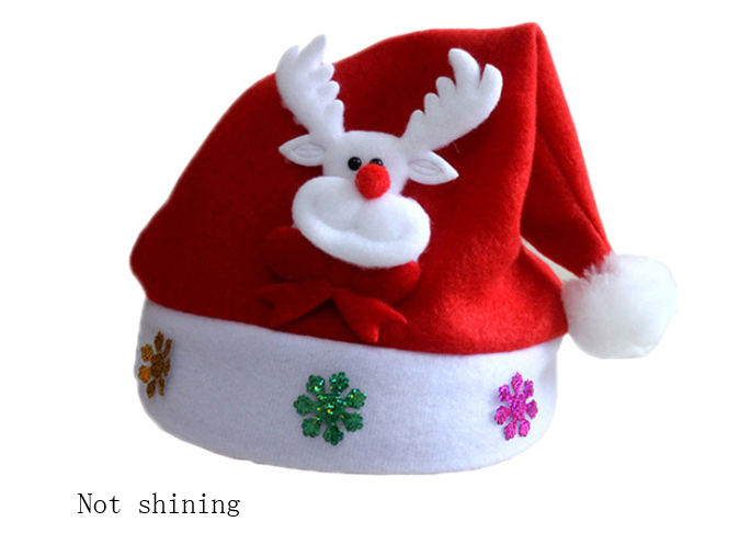 Christmas Hat LED Light Cartoon Santa Claus/Elk/Snowman Xmas Cap