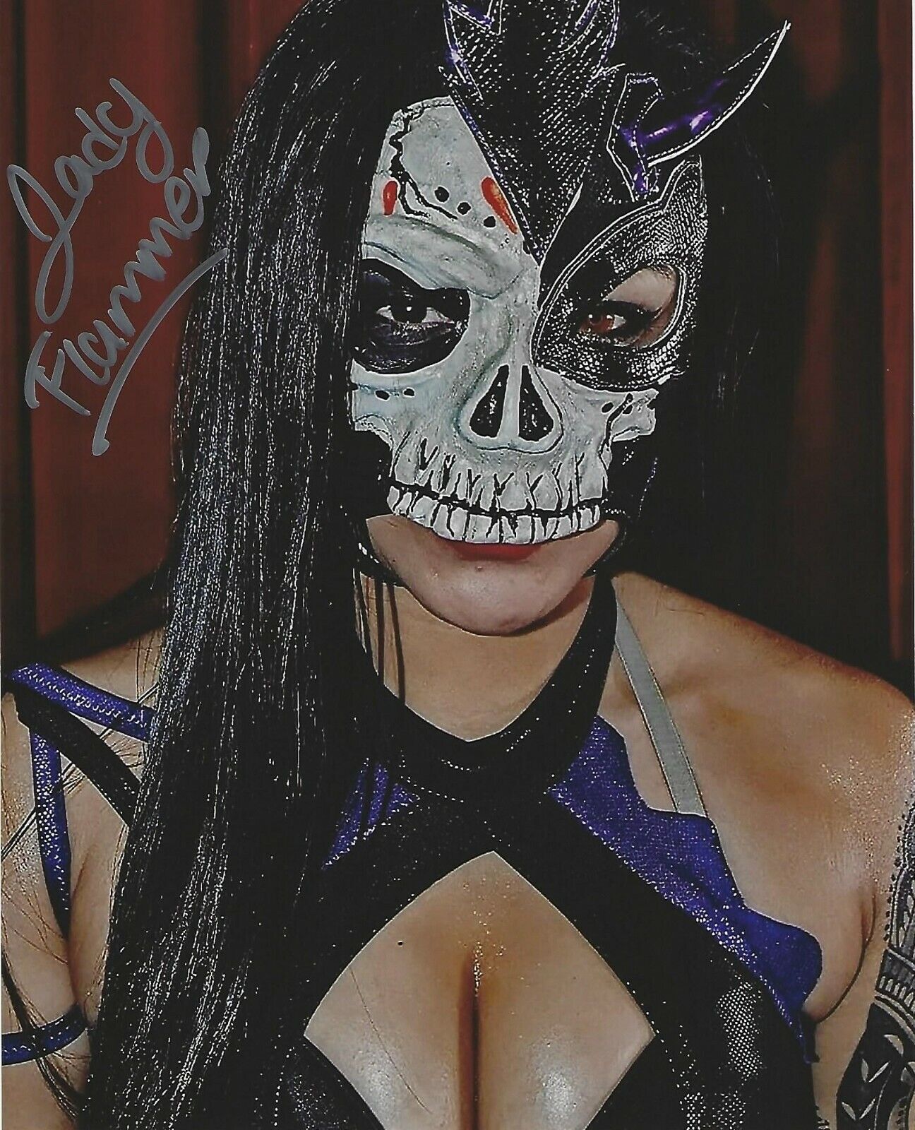 Lady Flammer Signed 8x10 Photo Poster painting The Crash AAA Lucha Libre Picture Autograph 22