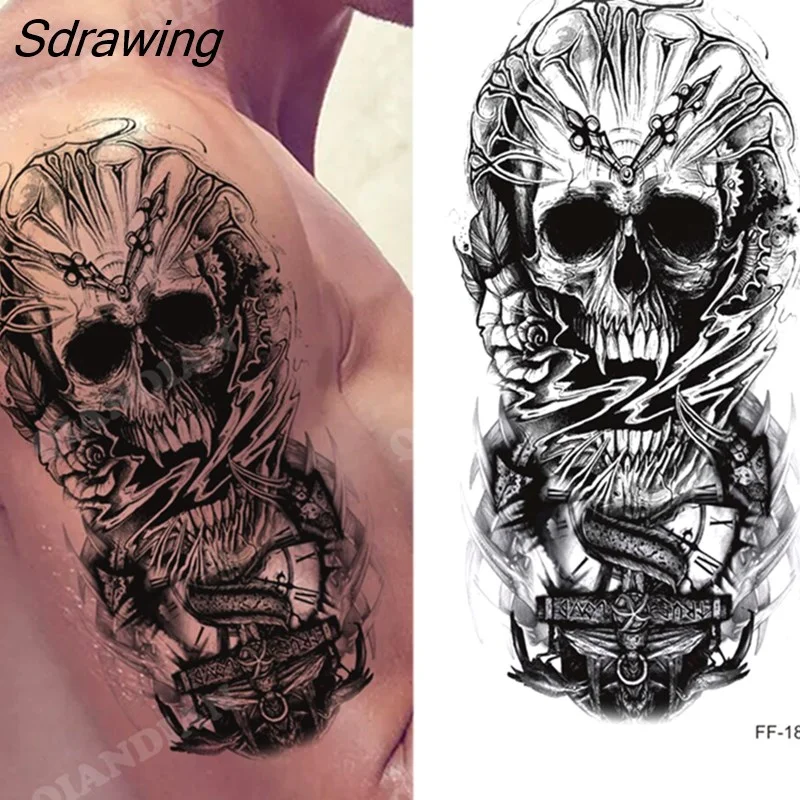 Sdrawing New Waterproof Temporary Tattoo Sticker Lion King Tiger Wolf Forest Mechanical Wild Boat Men Body Art Arm Fake Tatoo Women 328-0
