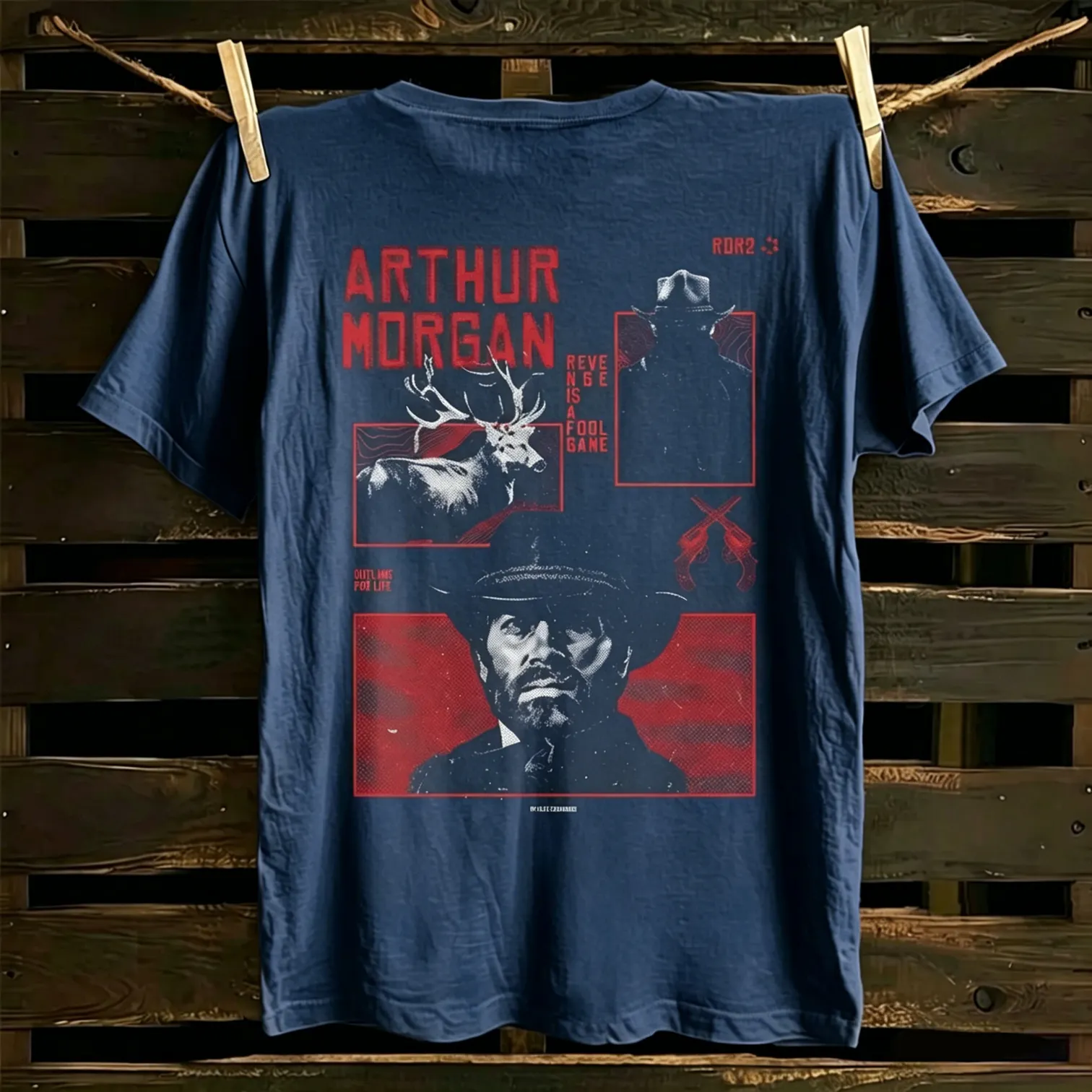 Cotton Arthur Morgan T-Shirt Red Graphic Design Inspired