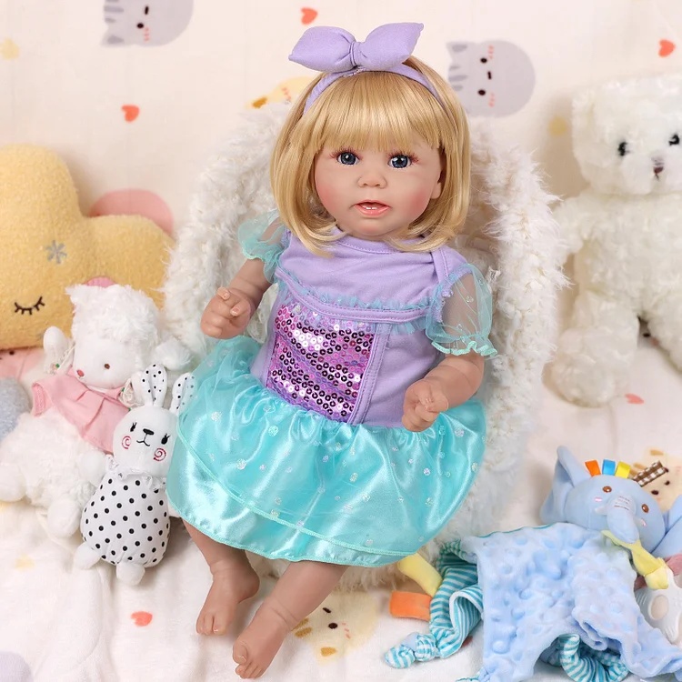 [50% OFF] Babeside Stella 20'' Realistic Reborn Baby Doll Purple&Green Suit Blue Eyes Baby Girl
