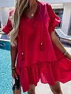 Solid Color Loose Casual Mini Dress