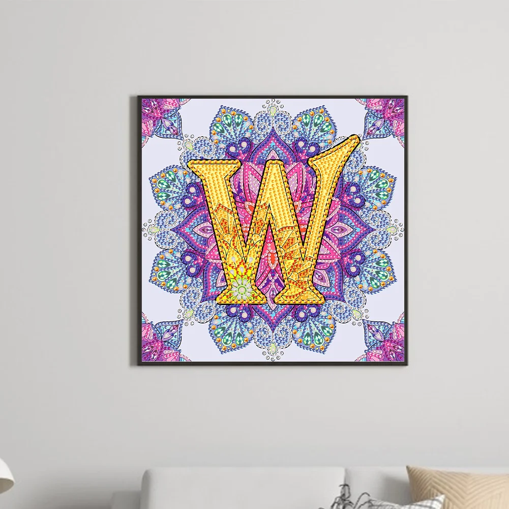Special Shape Diamond Painting 30*30cm - W Letter Mandala
