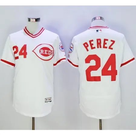 Reds #24 Tony Perez White Flexbase Authentic Collection Cooperstown Stitched MLB Jersey