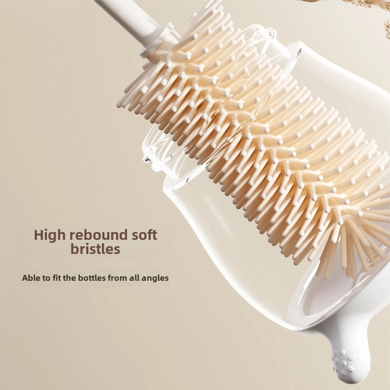 Silicone Bottle Brush Portable Bottle Brush Suit Baby Bottle Cleaning Brush Drain Rack Washing Bottle