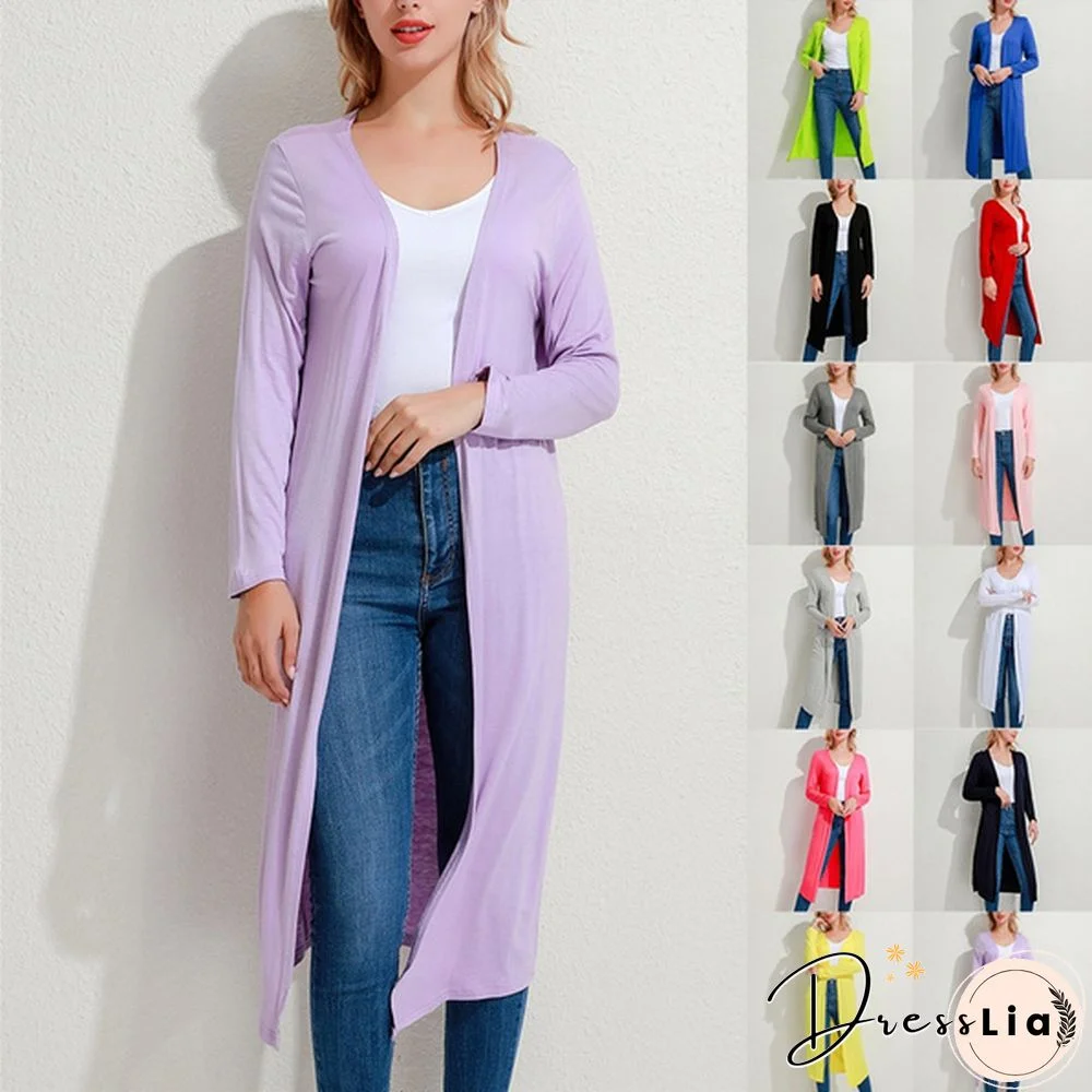 Women Modal Cardigan Long Waterfall Long Sleeve Thin Coat Cape Maxi Tops Shawl  Casual