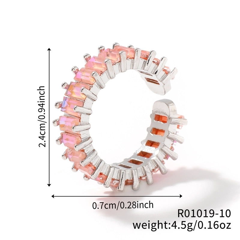 Copper K Gold Plated Rhodium Plated Inlay Round Zircon Open Rings