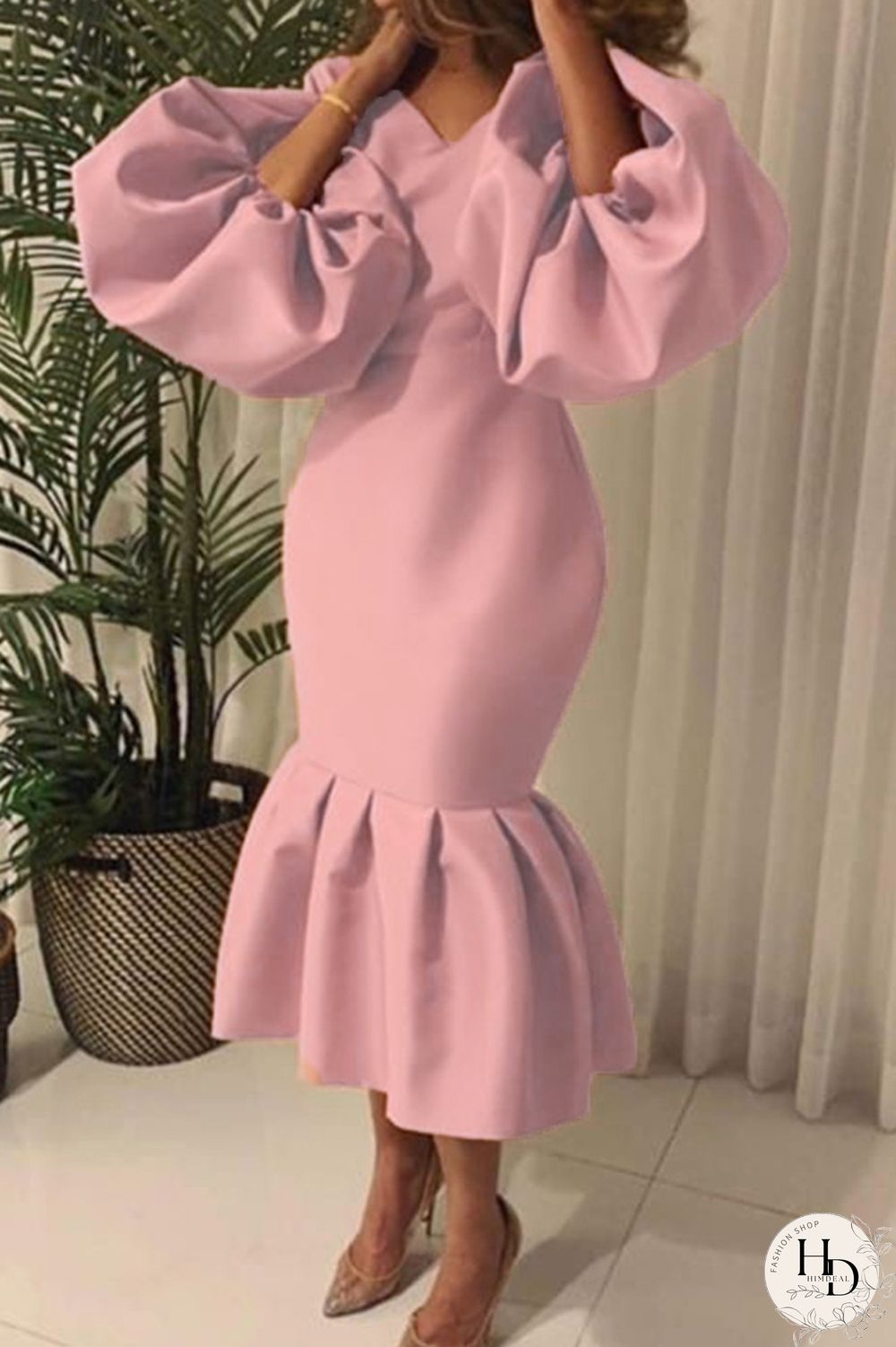 Red Fashion Sexy Solid Basic V Neck Evening Dress