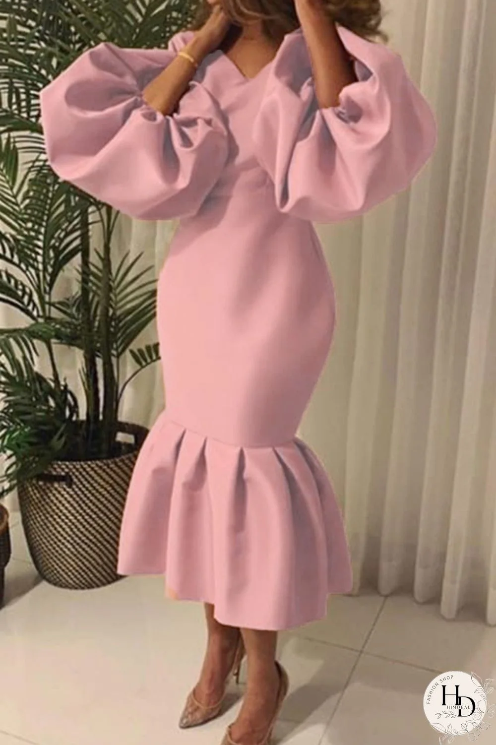 Red Fashion Sexy Solid Basic V Neck Evening Dress