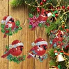 (US Local)12pcs Christmas Cardinal Diamond Painting Keychains Kit DIY Diamond Art Charms