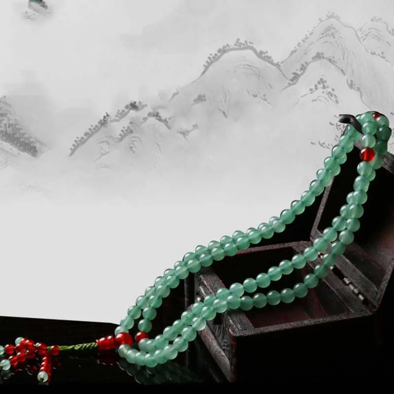 Green Aventurine Red Agate 108 Beads Luck Bracelet Necklace Mala