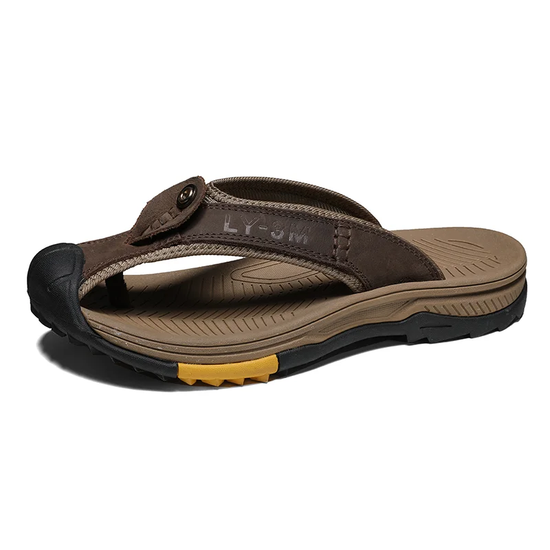 Letclo™ Genuine Cow Leather Men's Sandals / Flip Flops  letclo Letclo