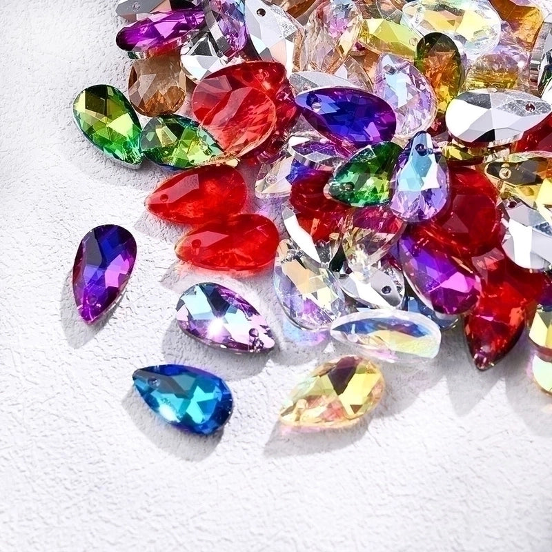 10 PCS/Package 9*16mm Hole 1~1.9mm Glass Electroplate Glass Beads Transparent Glass Beads Water Droplets Transparent Pendant