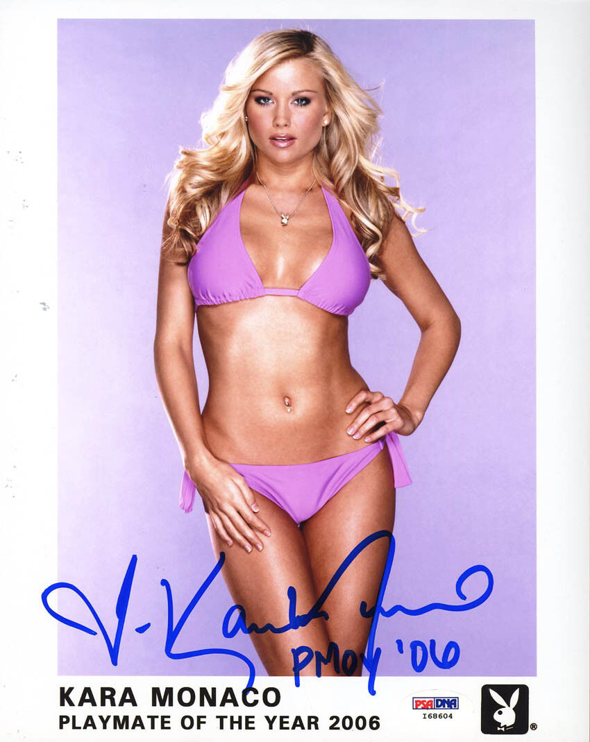 Kara Monaco SIGNED Playboy 8x10 Photo Poster painting + PMOY '06 Playmate PSA/DNA AUTOGRAPHED