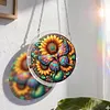 (25cm)DIY Acrylic Jigsaw Puzzle Window Hanging with Hanging Chain DIY Stained Glass Decoration Round Window Puzzle Decor for DIY Craft Project (Butterfly with Sunflowers)