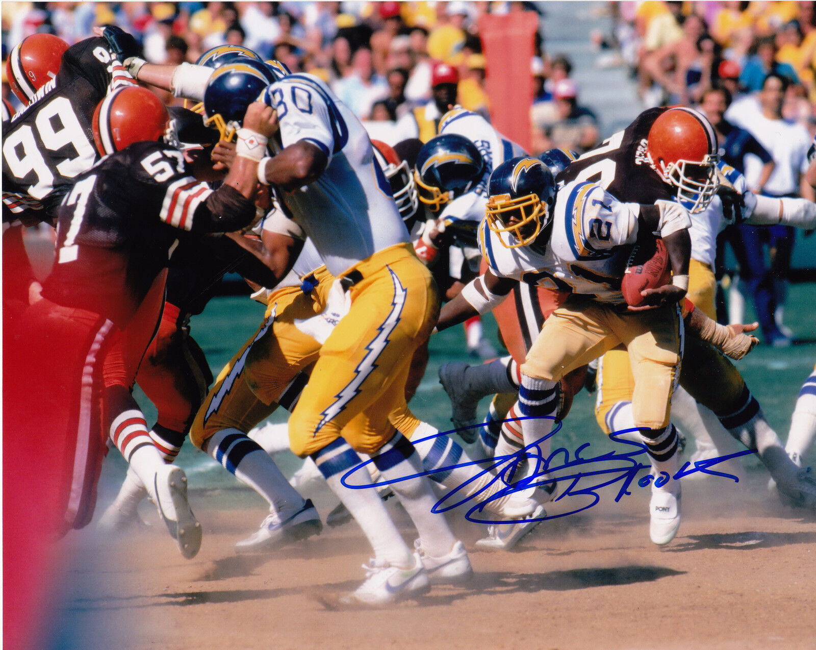 JAMES BROOKS SAN DIEGO CHARGERS ACTION SIGNED 8x10