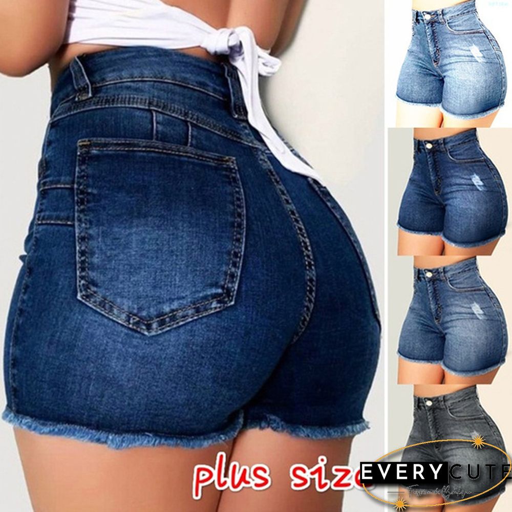Summer Shorts Women Fashion Jeans Short New Denim High Waist Shorts Hot Shorts Washed Jeans Summer Short Pants 3XL