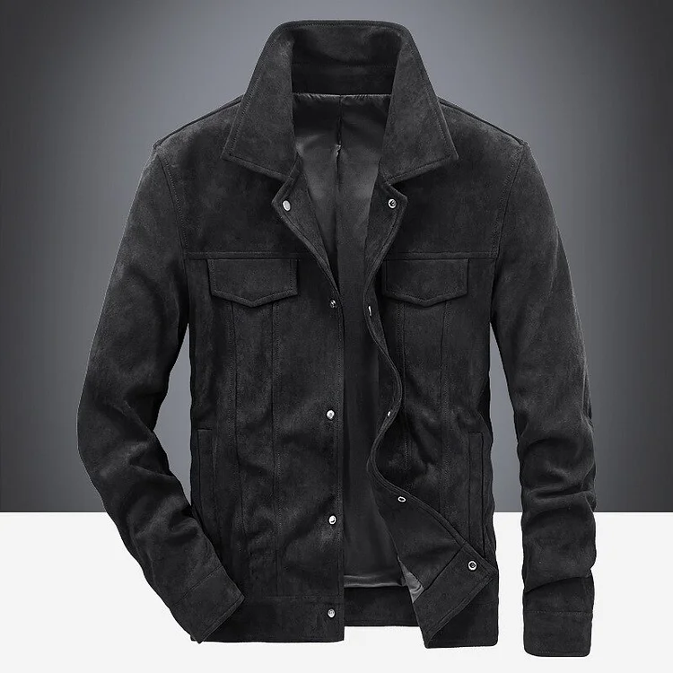 Men Vintage Leather Suede Jacket Coat VangoghDress