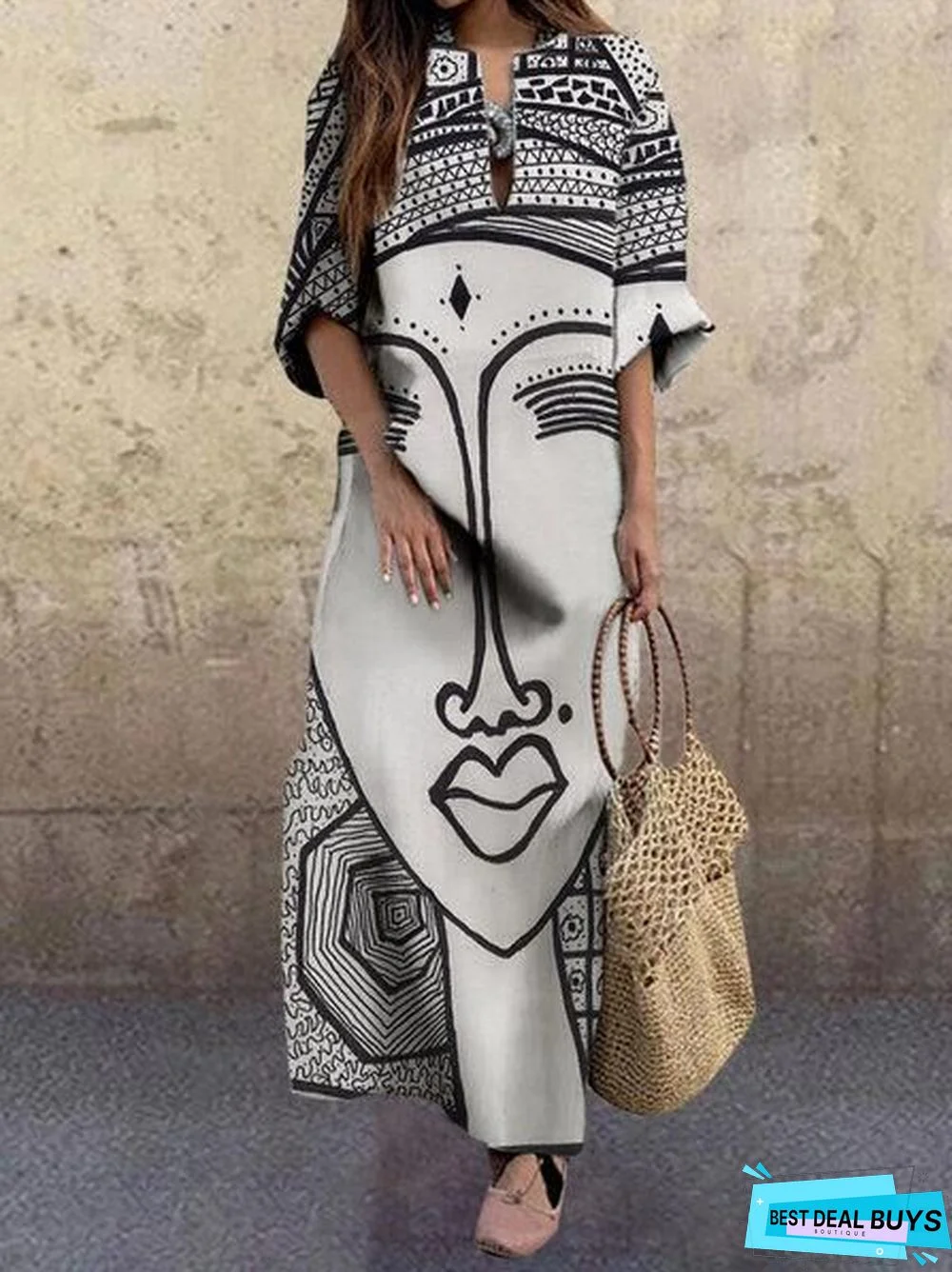 Women's Fashion Print Loose Plus Size Dress