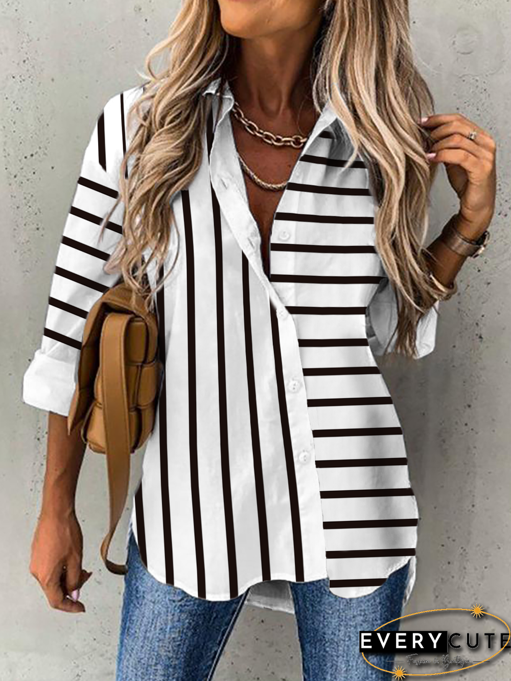 Plus size Striped Casual Blouse