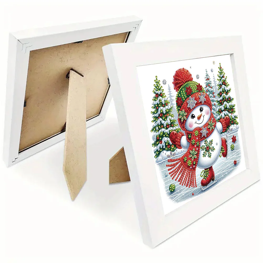 5D DIY Partial Special Shaped Drill Diamond Painting Xmas Snowman Home Kit 19.2x19.2cm【With Frame】