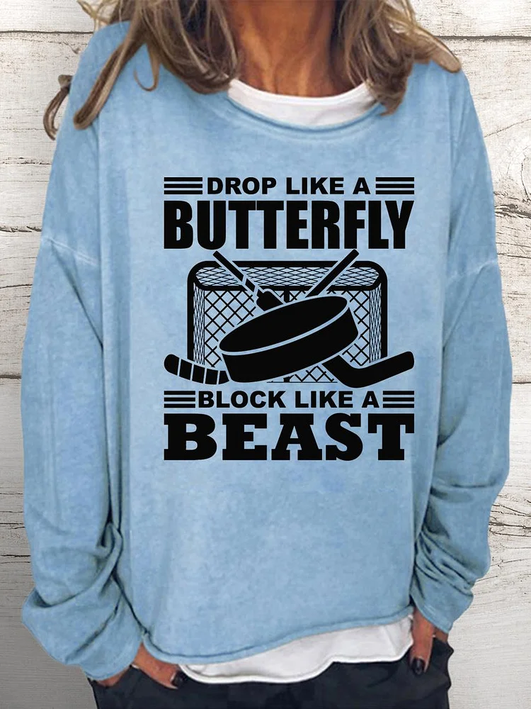 Drop like a butterfly block like a beast Women Loose Sweatshirt-Annaletters