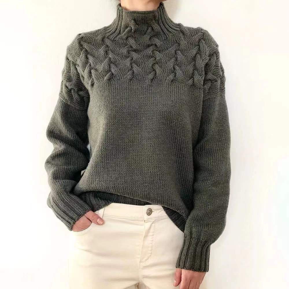 Rotimia Casual turtleneck solid-color sweater