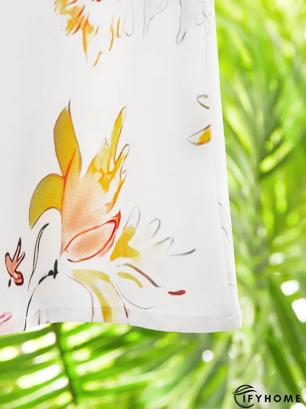 Casual Floral V Neck Short Sleeve Woven Dress | IFYHOME