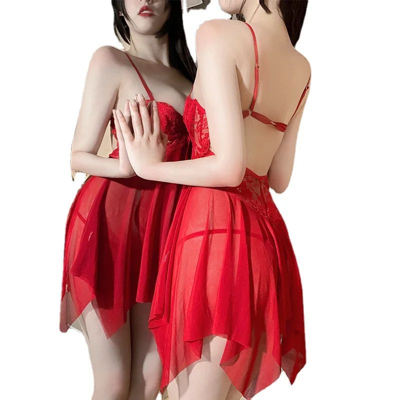 Uveng Sex Lingerie Steel Lace Tempting Pajamas Sexy Before Open Pyjamas Women Hot Free Pure Desire Uniform