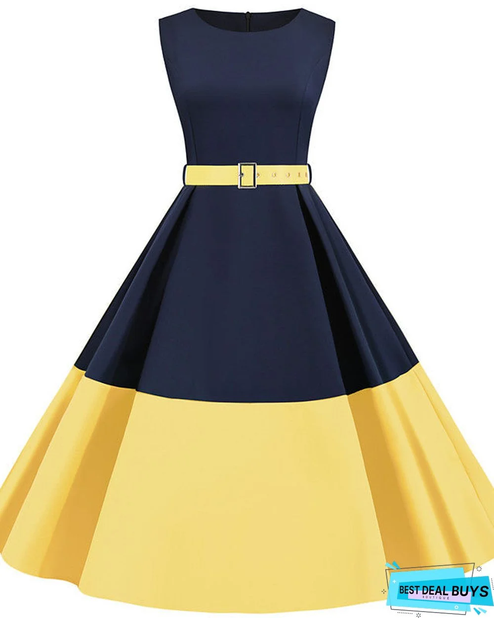 Women's A Line Dress Knee Length Dress Sleeveless Print Patchwork Summer Vintage Black Yellow Blushing Pink Green