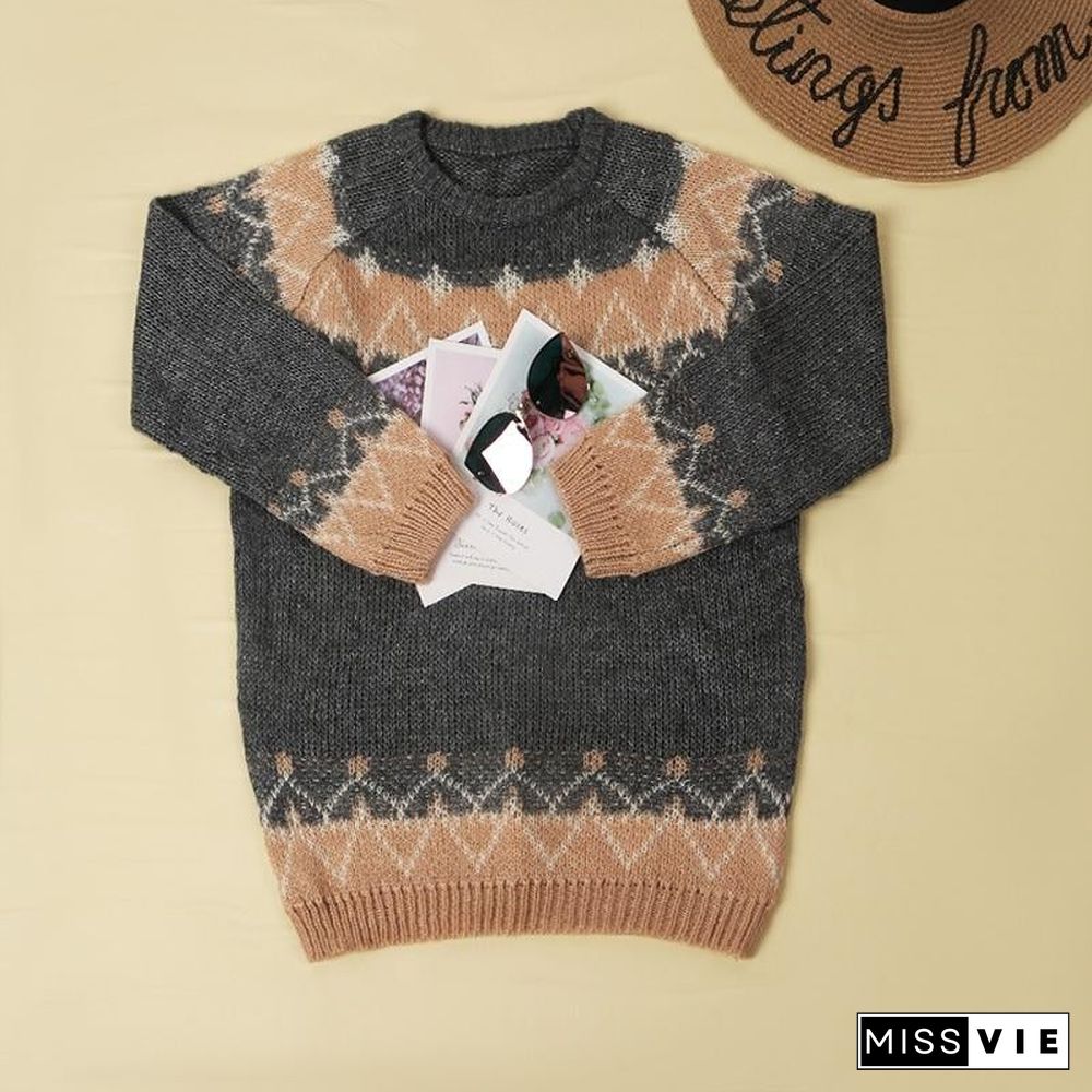 Loose knitted Contrast Sweater ( 3 Colors )