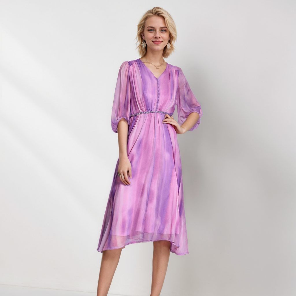 Long Silk Dresses For Women V-neck Elegant REAL SILK LIFE