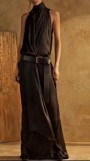 Elegant Plain High Neck Sleeveless Loose Maxi Tank Dress