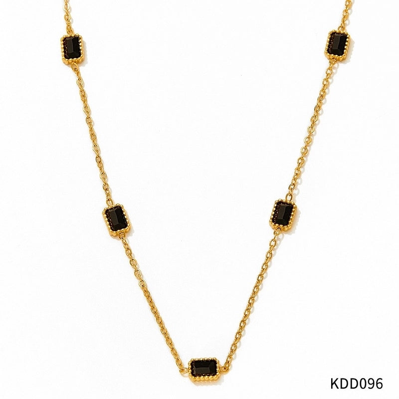 Hawaiian Vacation Modern Style Square 304 Stainless Steel Zircon 16K Gold Plated White Gold Plated Gold Plated Plating Inlay Bracelets Anklet Necklace